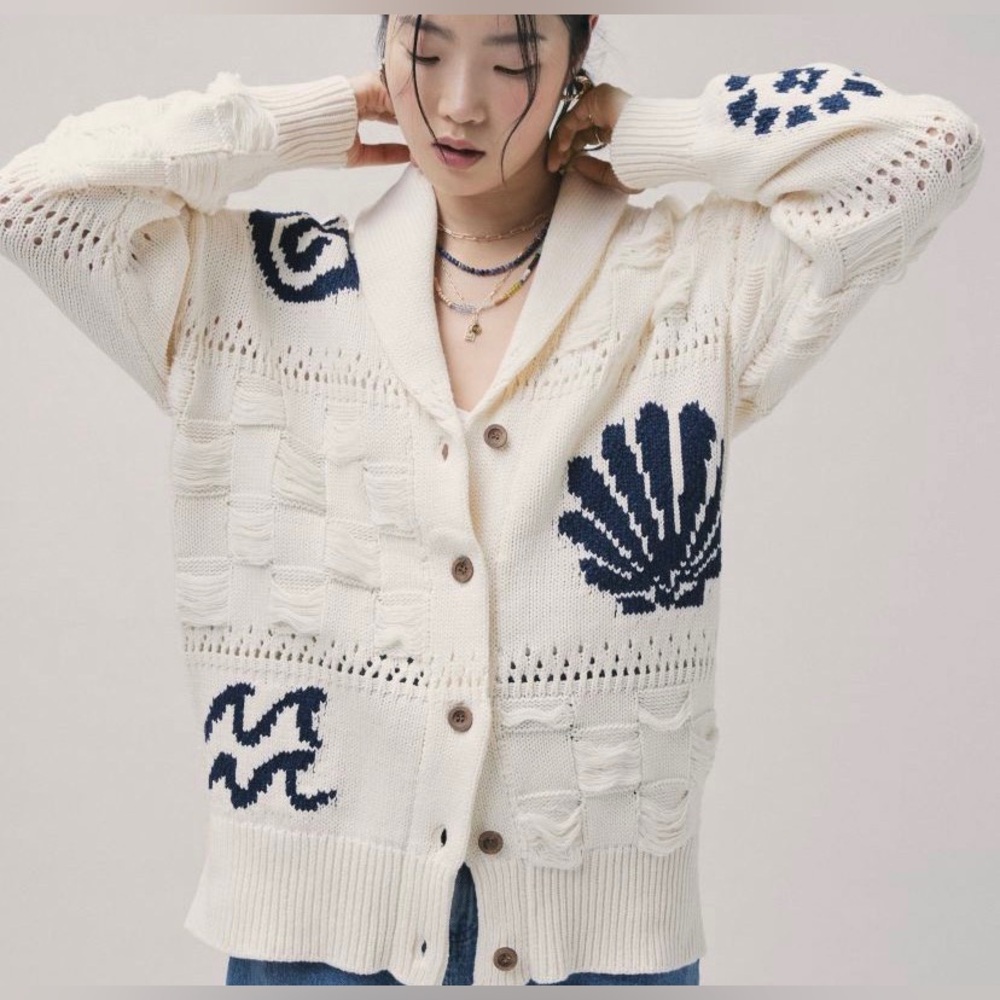 Urban outfitters BDG Martha beachy ocean cardigan oversized coastal grandma vibe